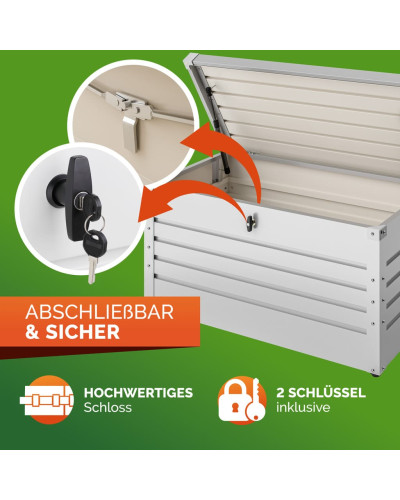 Gartenbox Metall 385L Hellgrau wasserdicht